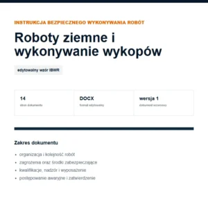 IBWR Roboty ziemne i wykonywanie wykopów - edytowalny wzór DOCX