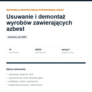 IBWR Usuwanie i demontaż wyrobów zawierających azbest - edytowalny wzór DOCX