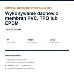IBWR Wykonywanie dachów z membran PVC, TPO lub EPDM - edytowalny wzór DOCX