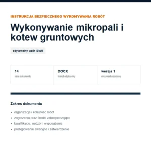 IBWR Wykonywanie mikropali i kotew gruntowych - edytowalny wzór DOCX