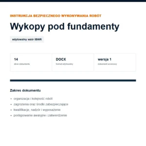 IBWR Wykopy pod fundamenty - edytowalny wzór DOCX