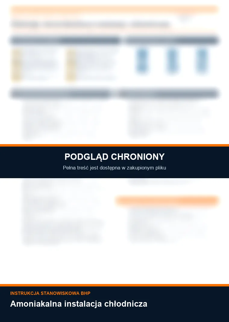 Instrukcja BHP - Amoniakalna instalacja chłodnicza - chroniony podgląd instrukcji stanowiskowej