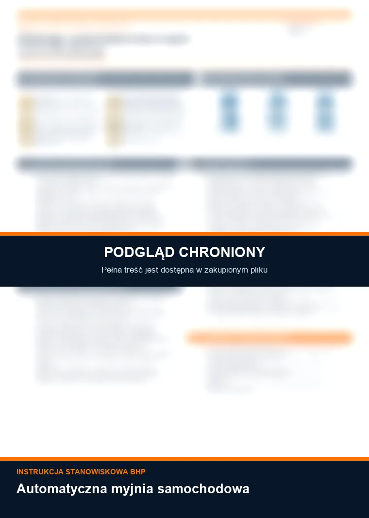 Instrukcja BHP - Automatyczna myjnia samochodowa - chroniony podgląd instrukcji stanowiskowej
