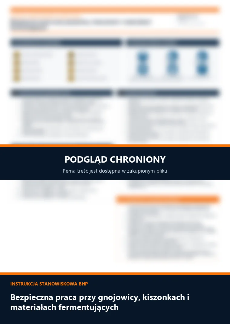 Instrukcja BHP - Bezpieczna praca przy gnojowicy, kiszonkach i materiałach fermentujących - chroniony podgląd instrukcji stanowiskowej