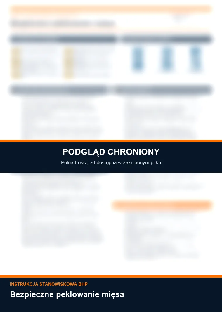 Instrukcja BHP - Bezpieczne peklowanie mięsa - chroniony podgląd instrukcji stanowiskowej