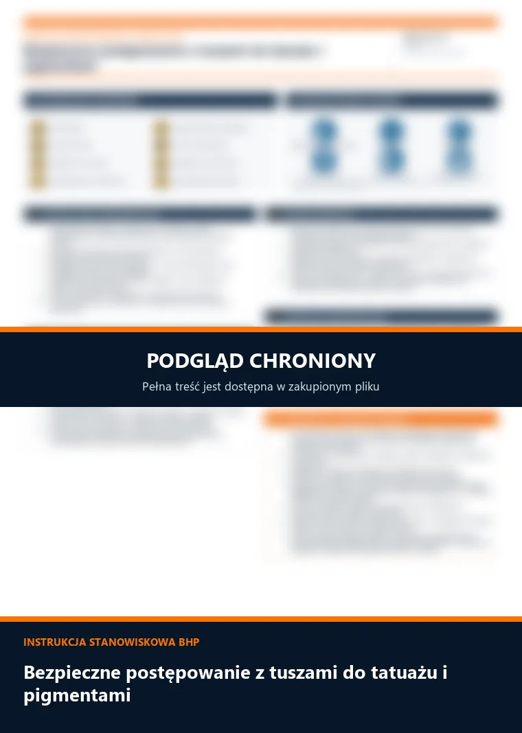 Instrukcja BHP - Bezpieczne postępowanie z tuszami do tatuażu i pigmentami - chroniony podgląd instrukcji stanowiskowej