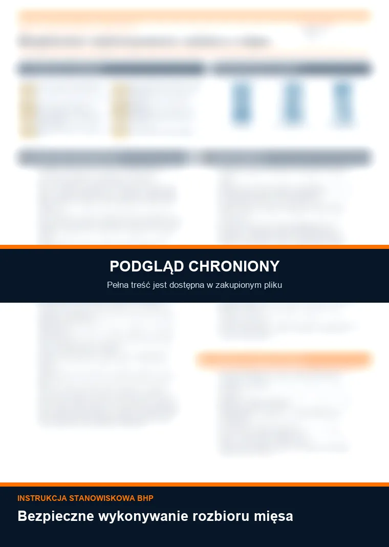 Instrukcja BHP - Bezpieczne wykonywanie rozbioru mięsa - chroniony podgląd instrukcji stanowiskowej