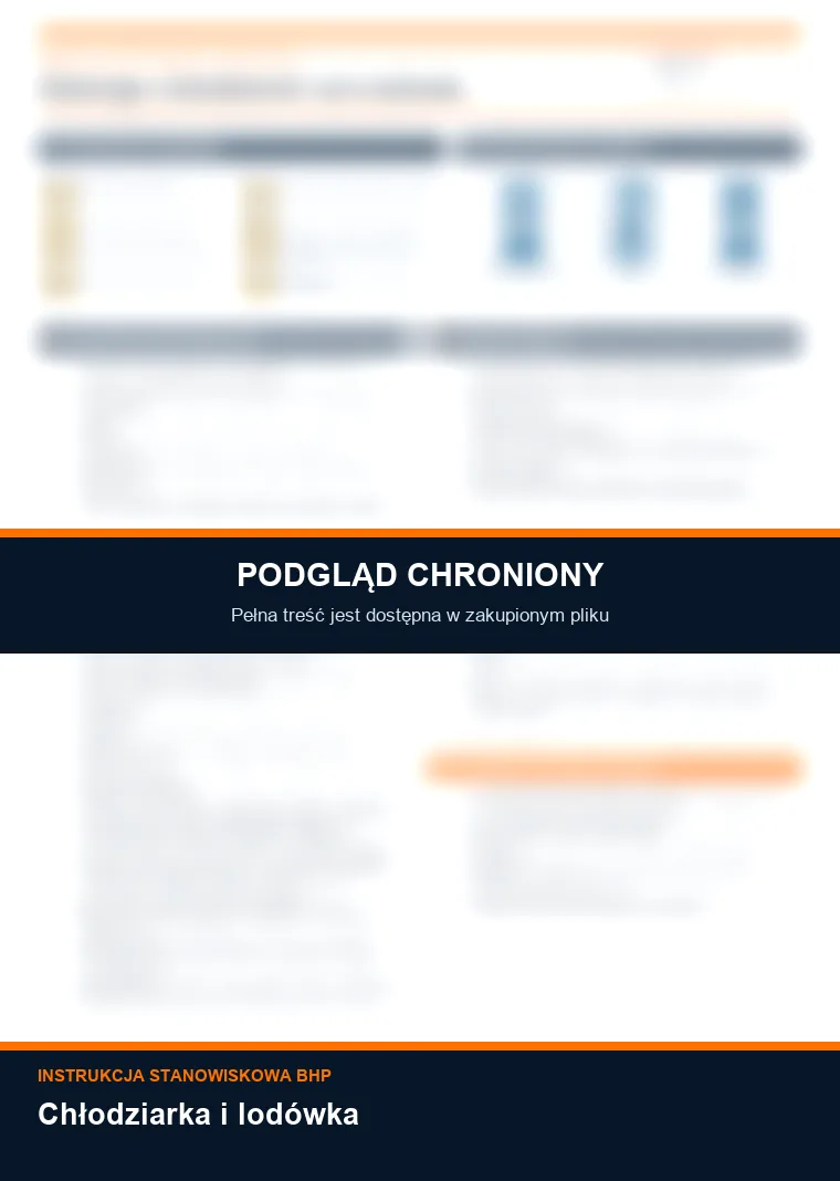 Instrukcja BHP - Chłodziarka i lodówka - chroniony podgląd instrukcji stanowiskowej