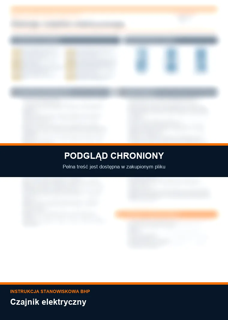 Instrukcja BHP - Czajnik elektryczny - chroniony podgląd instrukcji stanowiskowej