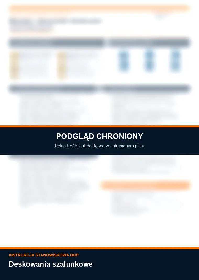 Instrukcja BHP - Deskowania szalunkowe - chroniony podgląd instrukcji stanowiskowej