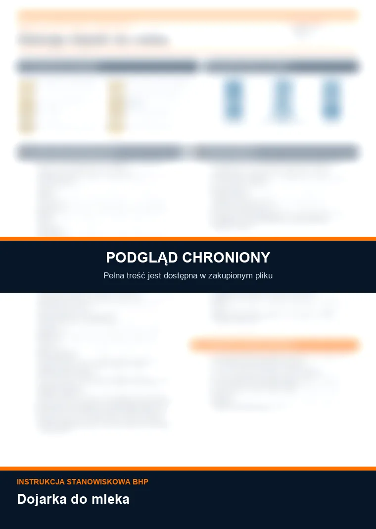 Instrukcja BHP - Dojarka do mleka - chroniony podgląd instrukcji stanowiskowej