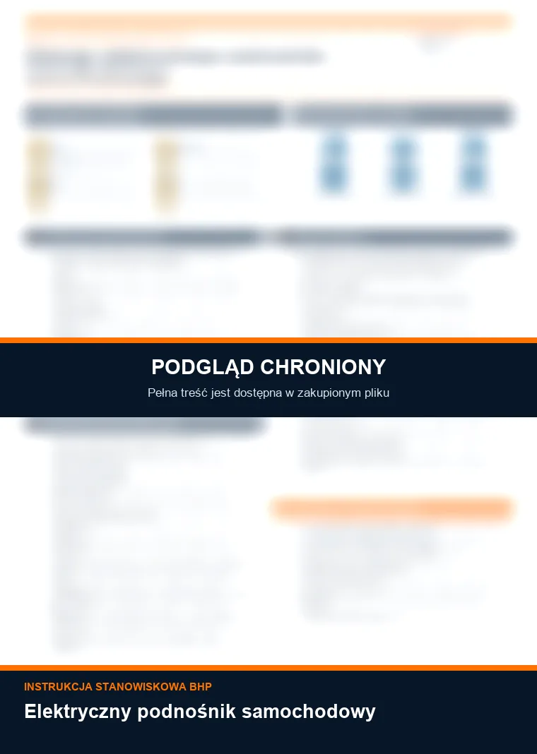 Instrukcja BHP - Elektryczny podnośnik samochodowy - chroniony podgląd instrukcji stanowiskowej