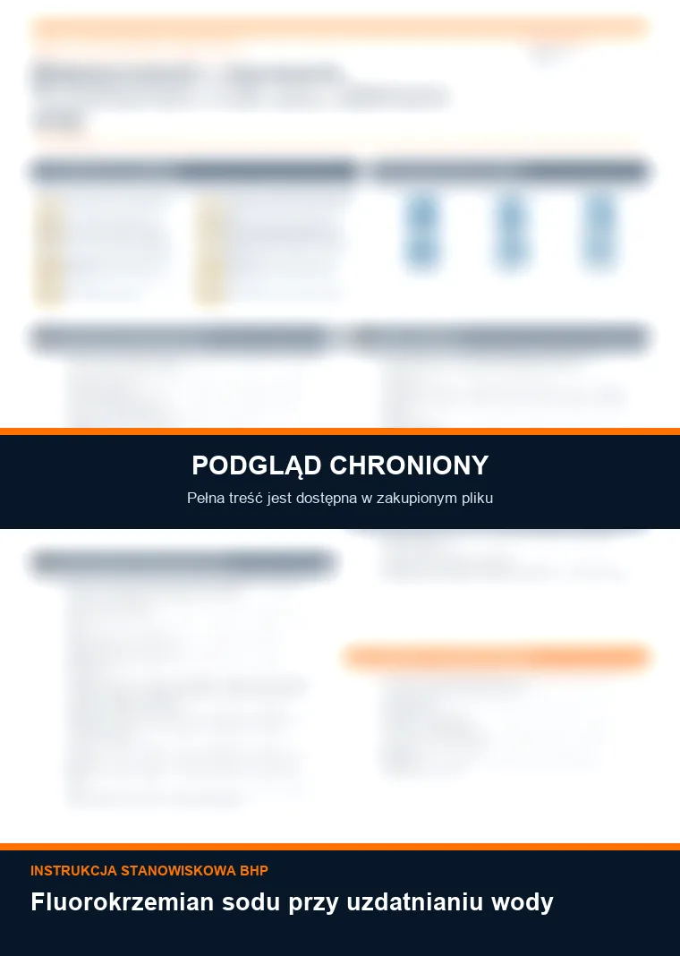 Instrukcja BHP - Fluorokrzemian sodu przy uzdatnianiu wody - chroniony podgląd instrukcji stanowiskowej