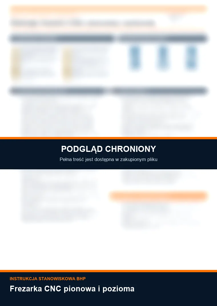 Instrukcja BHP - Frezarka CNC pionowa i pozioma - chroniony podgląd instrukcji stanowiskowej