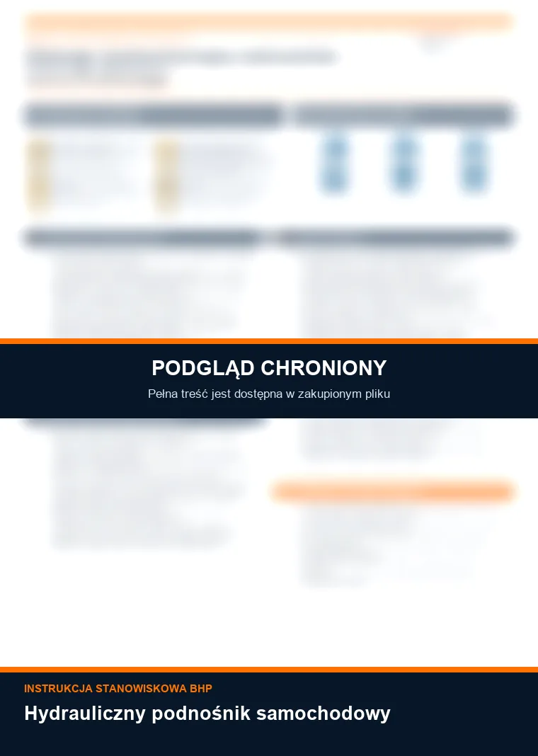 Instrukcja BHP - Hydrauliczny podnośnik samochodowy - chroniony podgląd instrukcji stanowiskowej