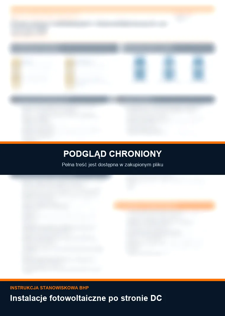 Instrukcja BHP - Instalacje fotowoltaiczne po stronie DC - chroniony podgląd instrukcji stanowiskowej