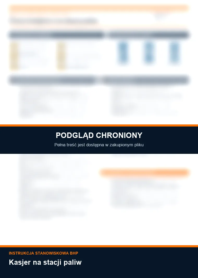 Instrukcja BHP - Kasjer na stacji paliw - chroniony podgląd instrukcji stanowiskowej