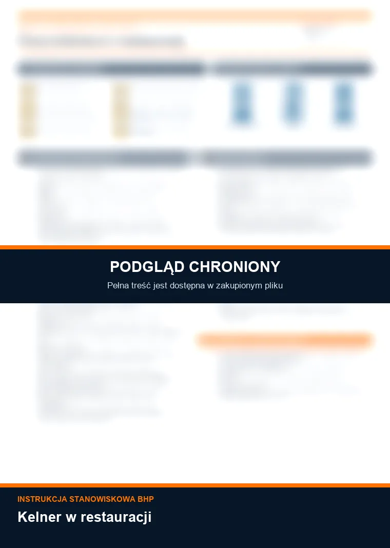 Instrukcja BHP - Kelner w restauracji - chroniony podgląd instrukcji stanowiskowej
