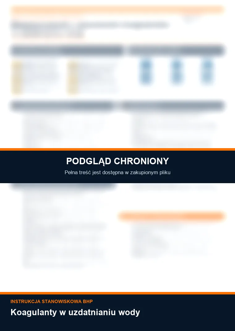 Instrukcja BHP - Koagulanty w uzdatnianiu wody - chroniony podgląd instrukcji stanowiskowej