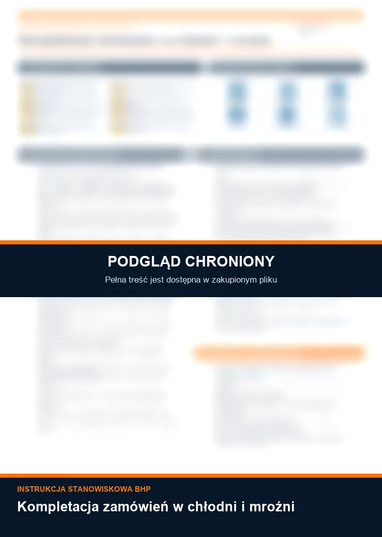 Instrukcja BHP - Kompletacja zamówień w chłodni i mroźni - chroniony podgląd instrukcji stanowiskowej