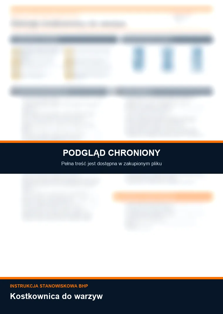 Instrukcja BHP - Kostkownica do warzyw - chroniony podgląd instrukcji stanowiskowej