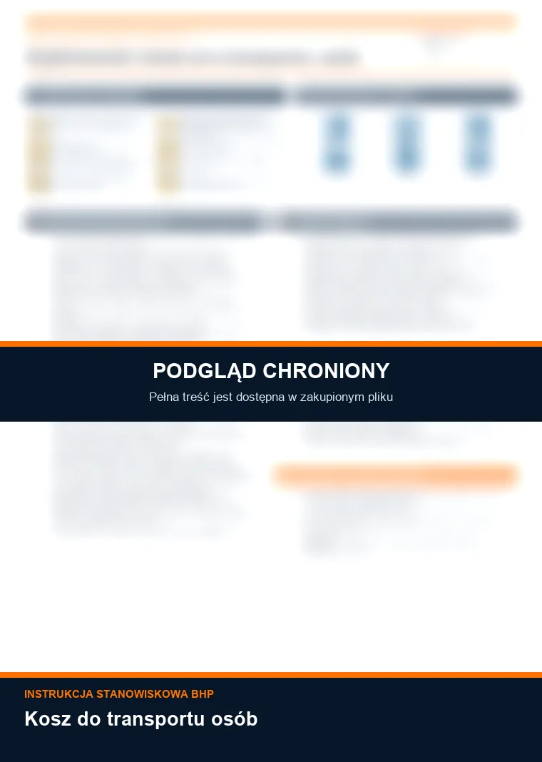 Instrukcja BHP - Kosz do transportu osób - chroniony podgląd instrukcji stanowiskowej
