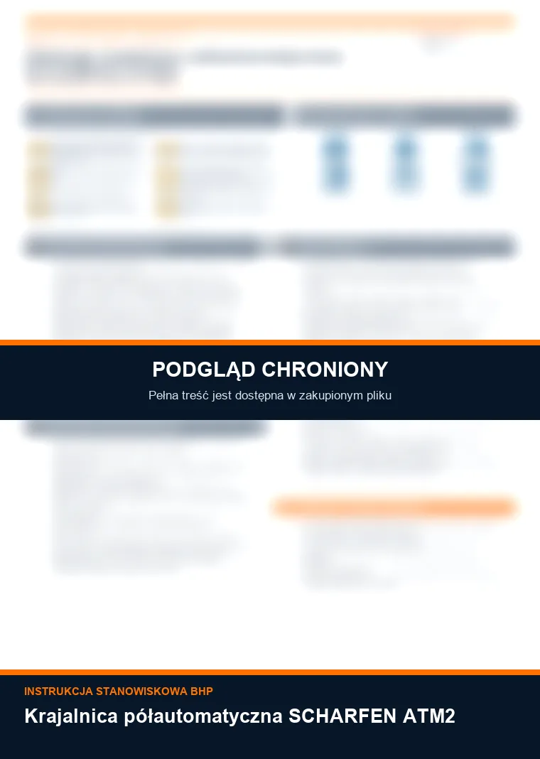 Instrukcja BHP - Krajalnica półautomatyczna SCHARFEN ATM2 - chroniony podgląd instrukcji stanowiskowej