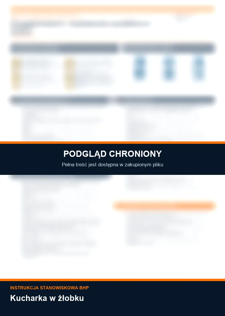 Instrukcja BHP - Kucharka w żłobku - chroniony podgląd instrukcji stanowiskowej