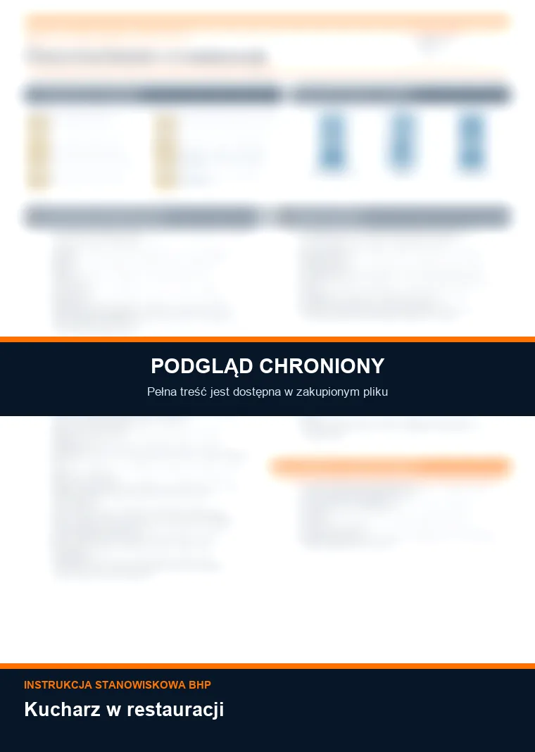 Instrukcja BHP - Kucharz w restauracji - chroniony podgląd instrukcji stanowiskowej