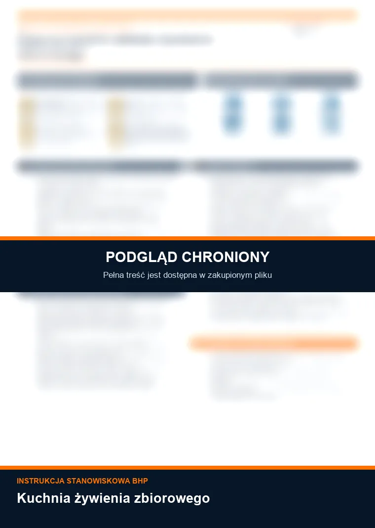 Instrukcja BHP - Kuchnia żywienia zbiorowego - chroniony podgląd instrukcji stanowiskowej