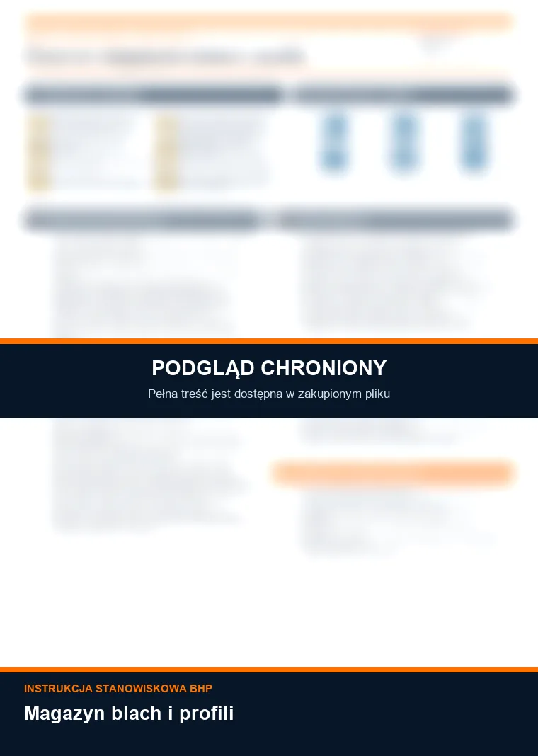 Instrukcja BHP - Magazyn blach i profili - chroniony podgląd instrukcji stanowiskowej