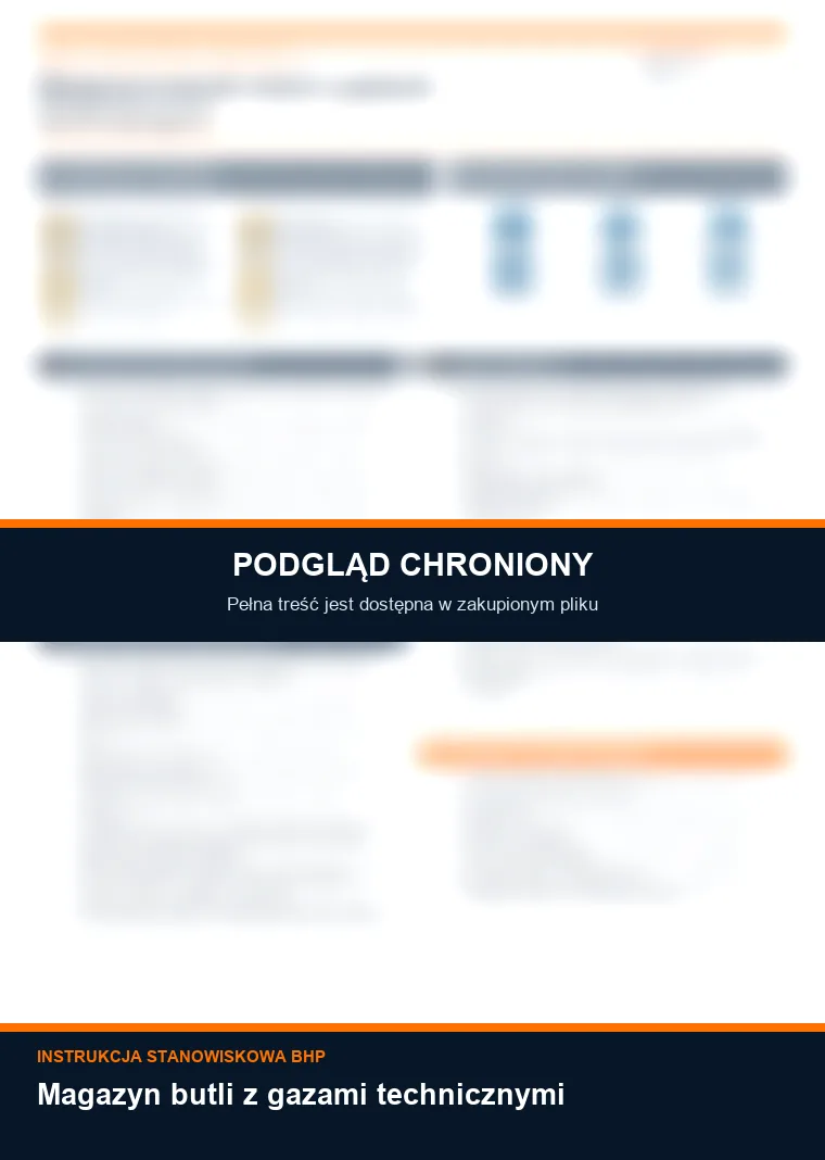 Instrukcja BHP - Magazyn butli z gazami technicznymi - chroniony podgląd instrukcji stanowiskowej