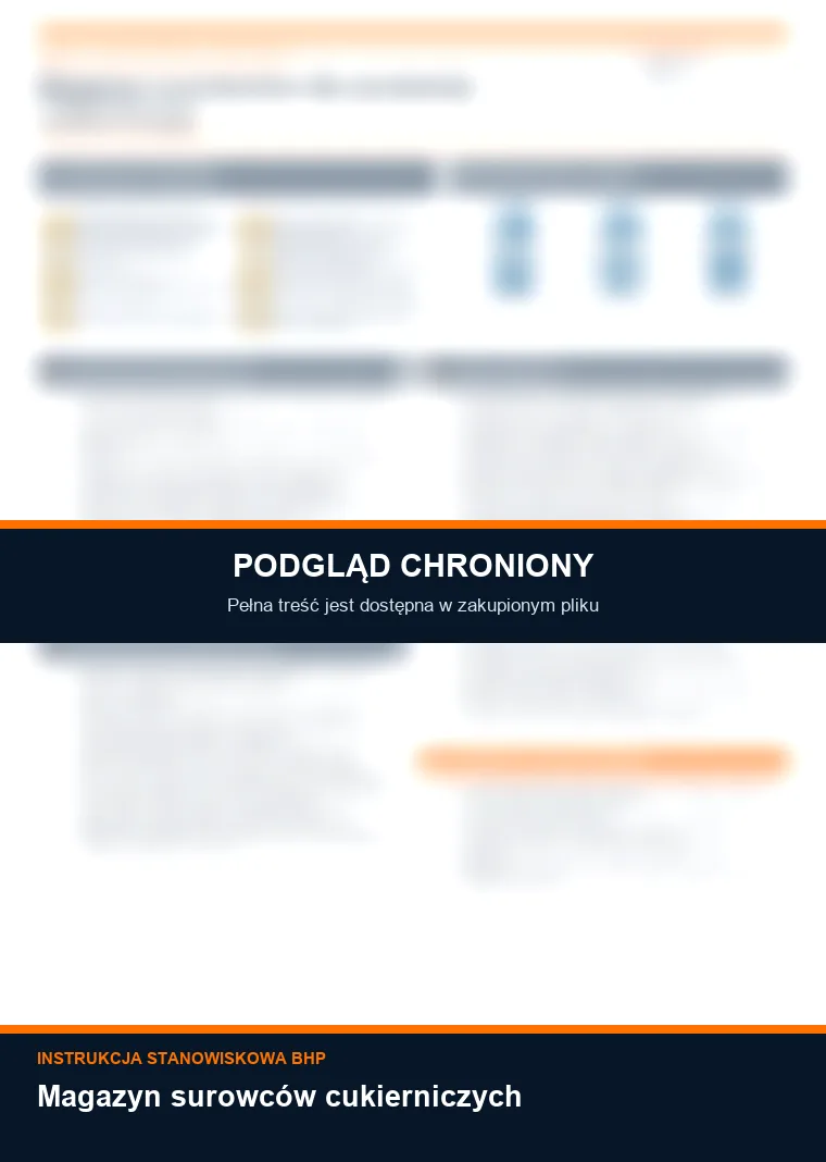Instrukcja BHP - Magazyn surowców cukierniczych - chroniony podgląd instrukcji stanowiskowej