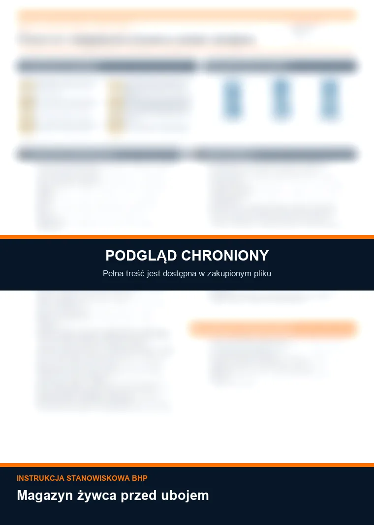 Instrukcja BHP - Magazyn żywca przed ubojem - chroniony podgląd instrukcji stanowiskowej