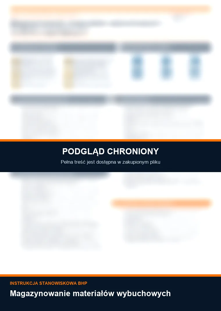 Instrukcja BHP - Magazynowanie materiałów wybuchowych - chroniony podgląd instrukcji stanowiskowej