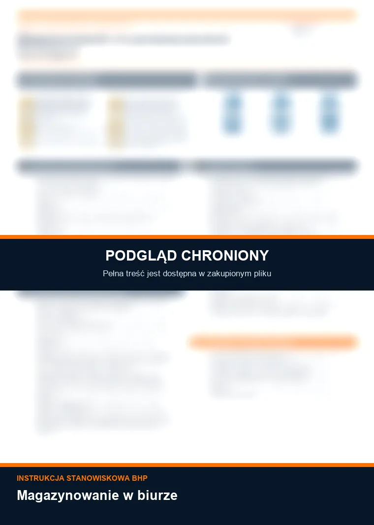 Instrukcja BHP - Magazynowanie w biurze - chroniony podgląd instrukcji stanowiskowej