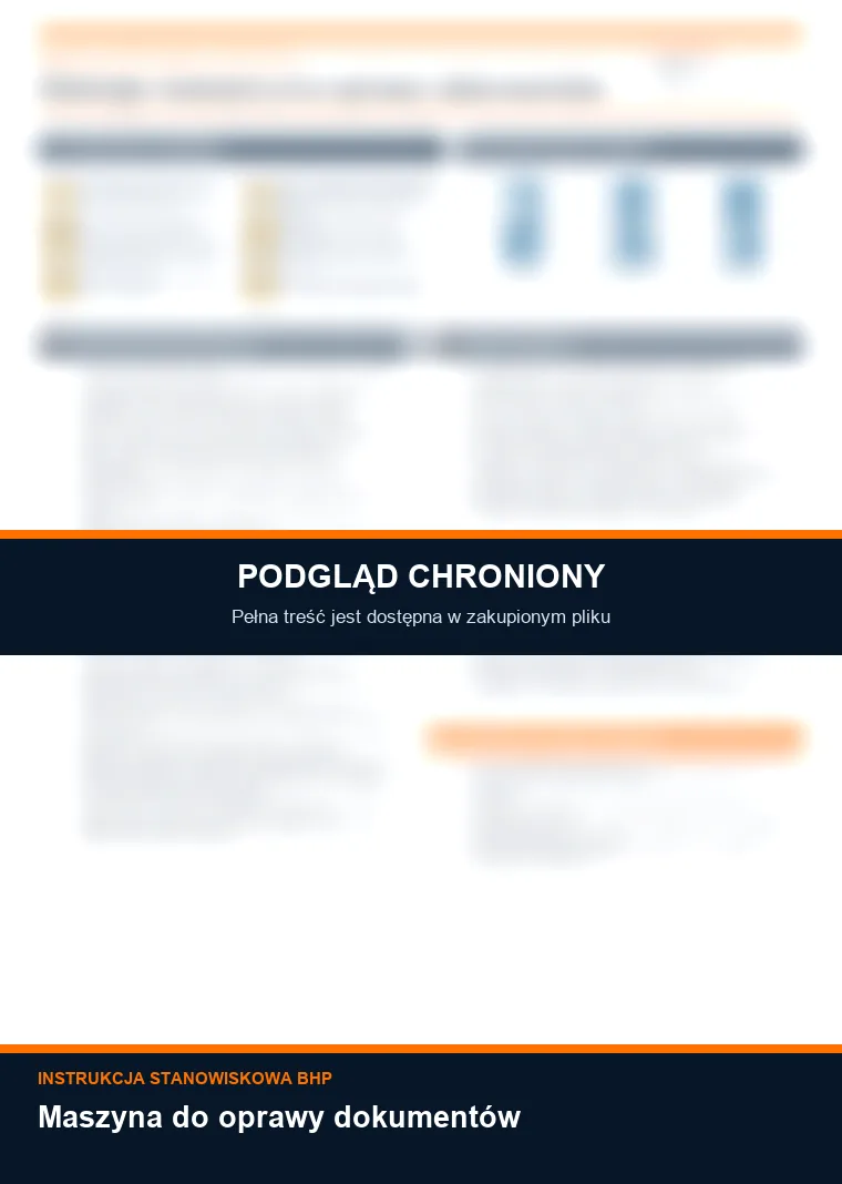 Instrukcja BHP - Maszyna do oprawy dokumentów - chroniony podgląd instrukcji stanowiskowej
