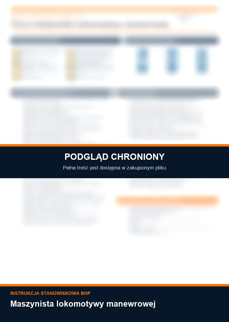 Instrukcja BHP - Maszynista lokomotywy manewrowej - chroniony podgląd instrukcji stanowiskowej