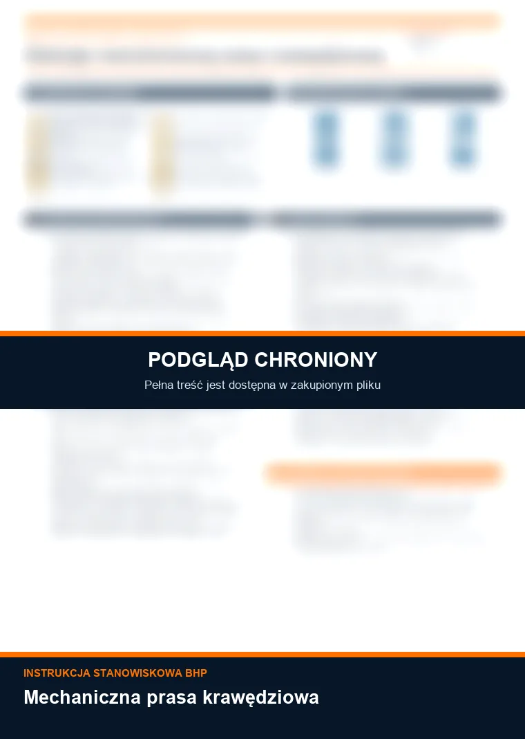 Instrukcja BHP - Mechaniczna prasa krawędziowa - chroniony podgląd instrukcji stanowiskowej