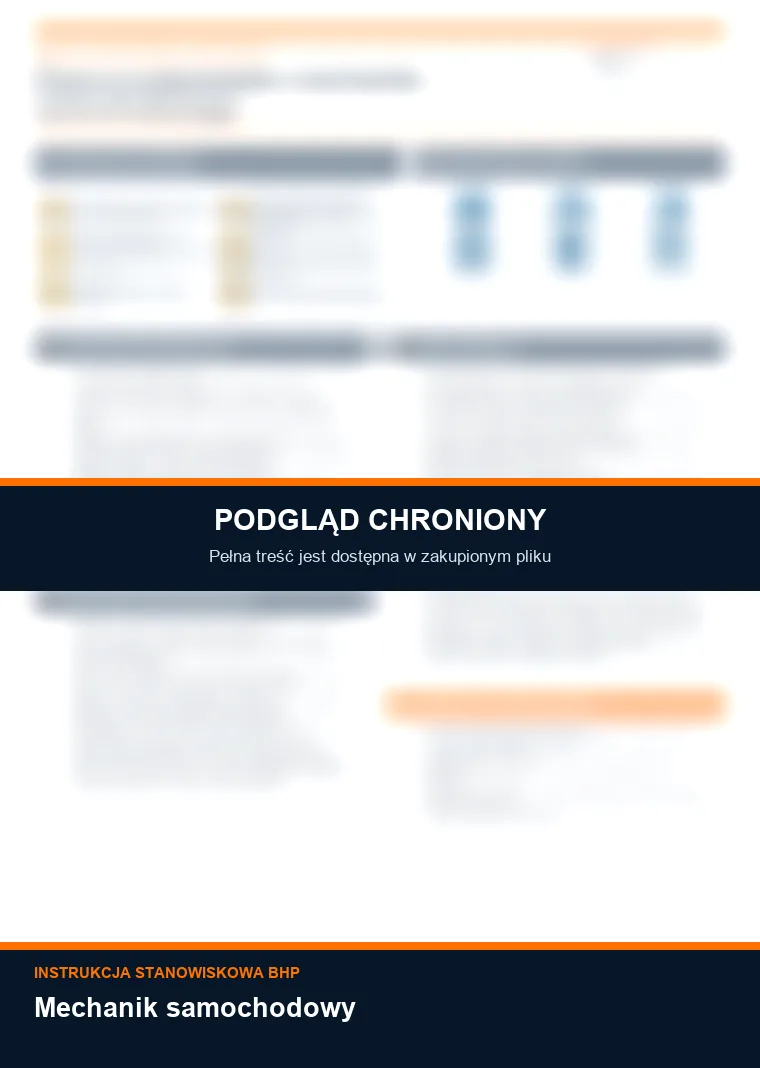 Instrukcja BHP - Mechanik samochodowy - chroniony podgląd instrukcji stanowiskowej