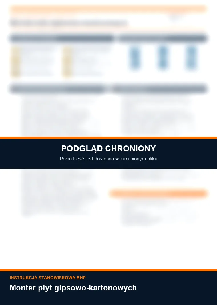 Instrukcja BHP - Monter płyt gipsowo-kartonowych - chroniony podgląd instrukcji stanowiskowej