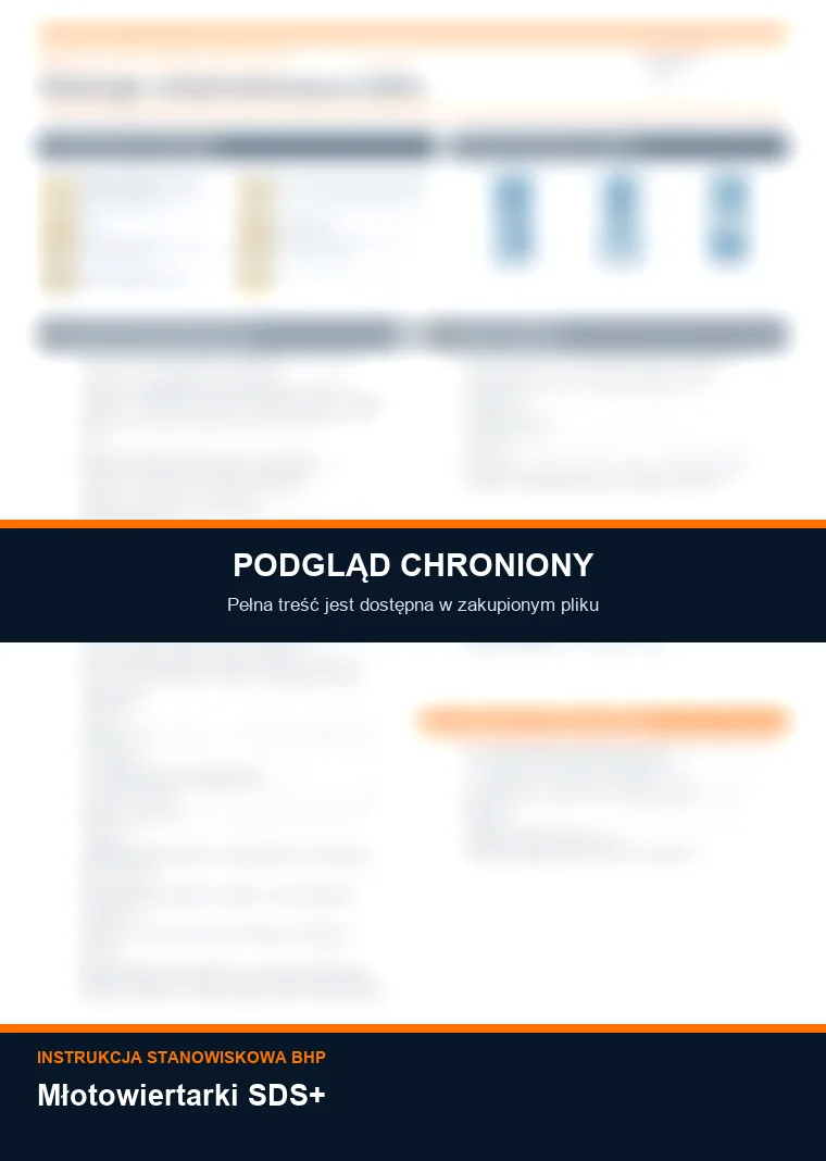 Instrukcja BHP - Młotowiertarki SDS+ - chroniony podgląd instrukcji stanowiskowej
