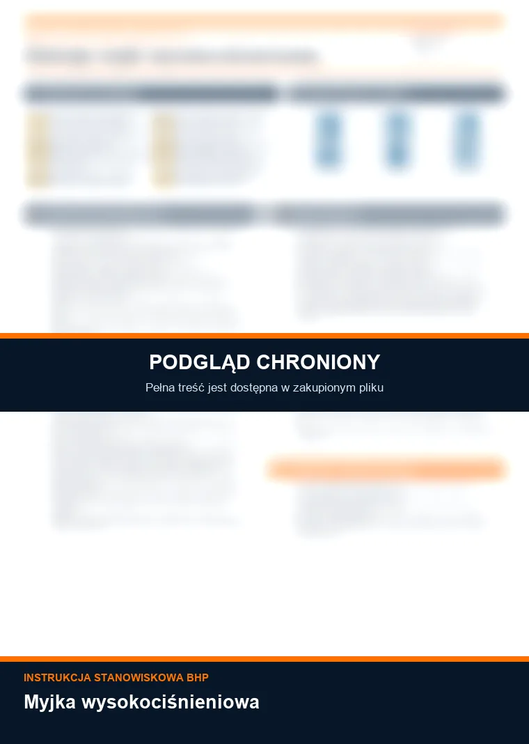 Instrukcja BHP - Myjka wysokociśnieniowa - chroniony podgląd instrukcji stanowiskowej