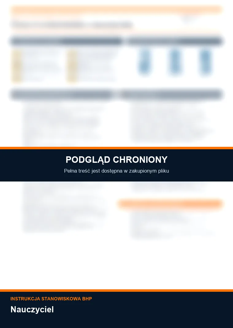 Instrukcja BHP - Nauczyciel - chroniony podgląd instrukcji stanowiskowej