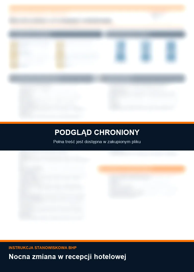 Instrukcja BHP - Nocna zmiana w recepcji hotelowej - chroniony podgląd instrukcji stanowiskowej
