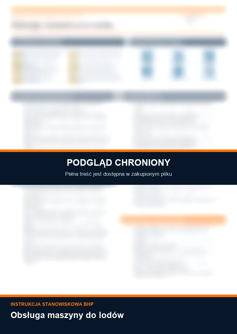Instrukcja BHP - Obsługa maszyny do lodów - chroniony podgląd instrukcji stanowiskowej