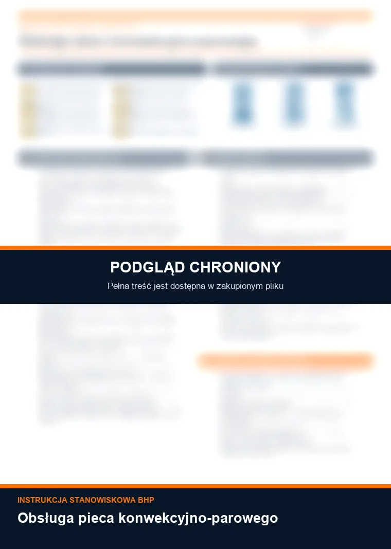 Instrukcja BHP - Obsługa pieca konwekcyjno-parowego - chroniony podgląd instrukcji stanowiskowej