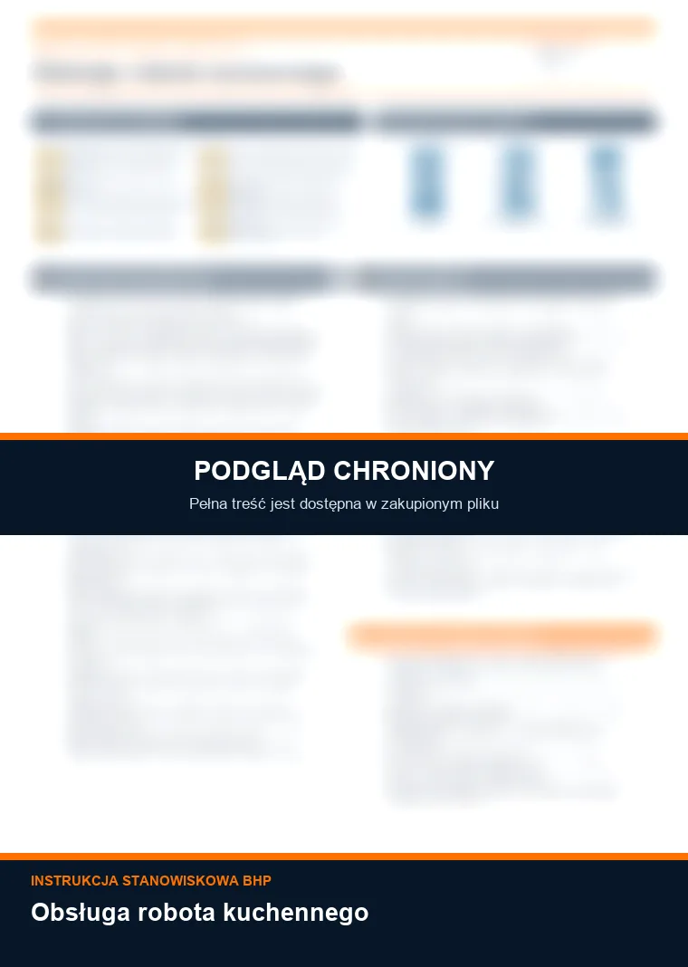 Instrukcja BHP - Obsługa robota kuchennego - chroniony podgląd instrukcji stanowiskowej