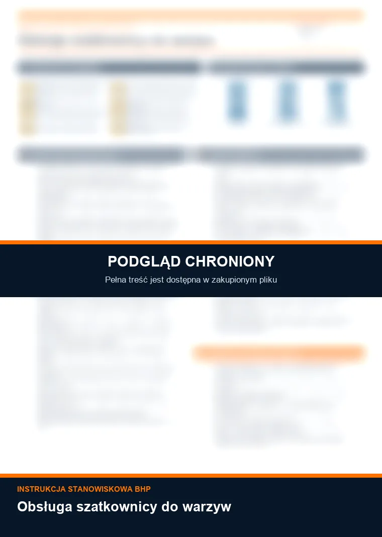 Instrukcja BHP - Obsługa szatkownicy do warzyw - chroniony podgląd instrukcji stanowiskowej