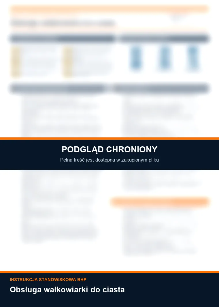 Instrukcja BHP - Obsługa wałkowiarki do ciasta - chroniony podgląd instrukcji stanowiskowej
